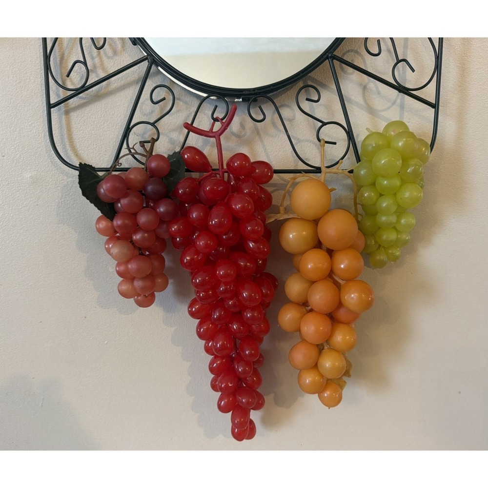 Set of 4 Decorative Orange, Red, Green GRAPES - Mid Century Modern Rubber Grapes